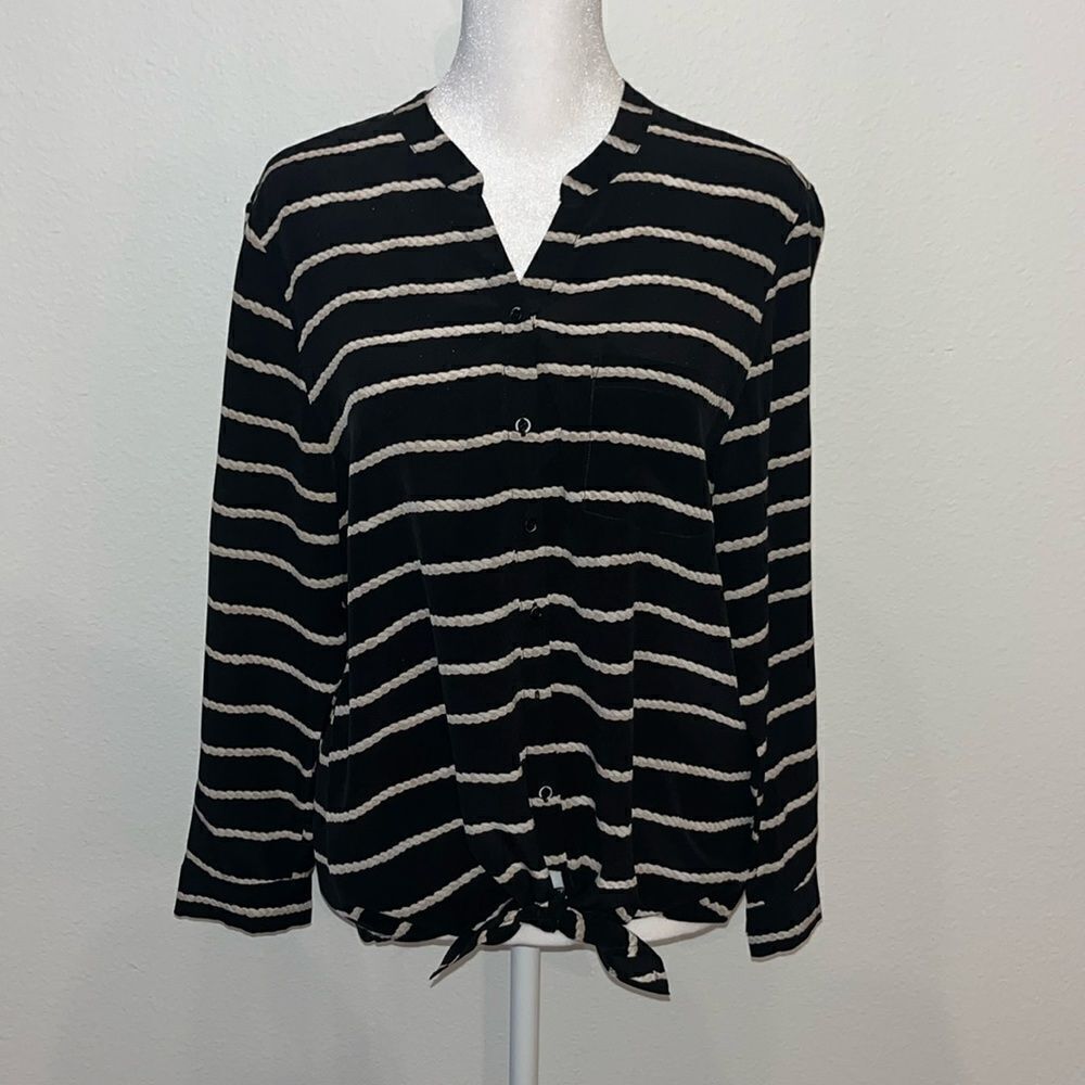 Joie Edaline tie front rope print silk blouse